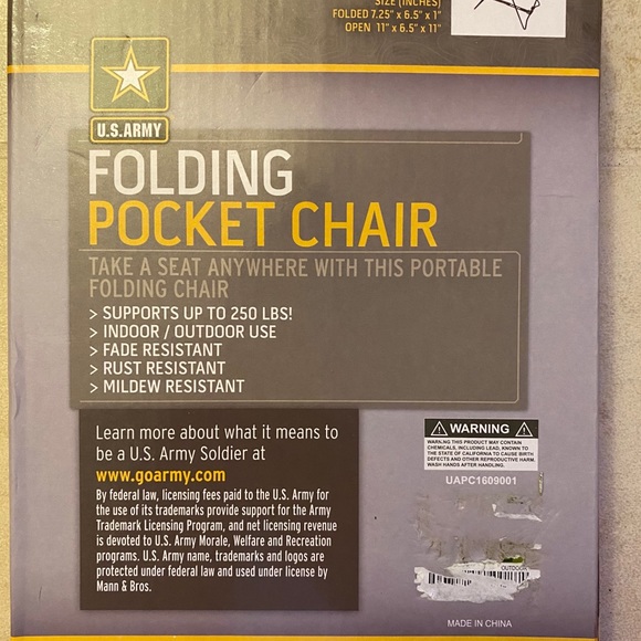 U.S. Army Folding pocket chair - Picture 2 of 2
